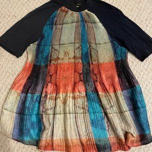 Zara colorful pleated swing shirt, size small